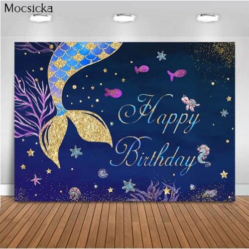 Mocsicka One Year Old Birthday Background Underwater World Decoration Style Birthday Party Photo Background Photography Studio