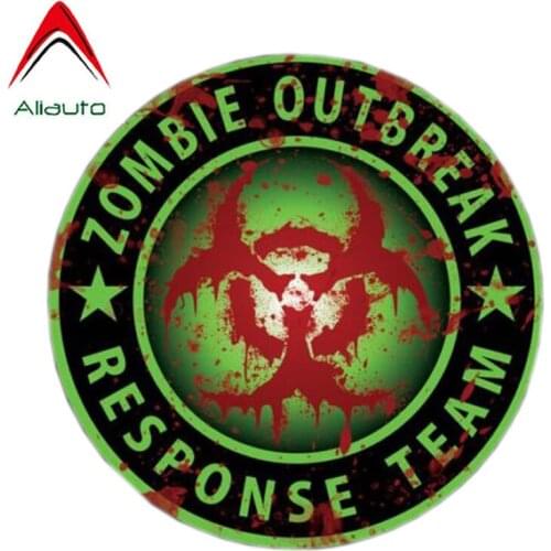 Aliauto Fashion Car Sticker Zombie Outbreak Response Team Bloody Biohazard PVC Decal for Toyota Volkswagen Renault VW,16cm*16cm