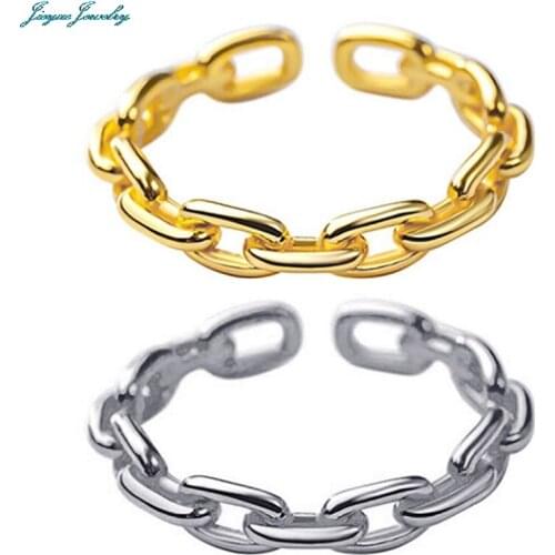 Fashion Geometric Linked Chain Belt Rings Gold Color Adjustable Open Rings For Women Punk Vintage Wedding Jewelry