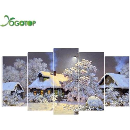 5PCS Multi-picture Combination winter snow house 5D DIY Diamond Painting full Rhinestone Diamonds Embroidery mosaic Art ML848