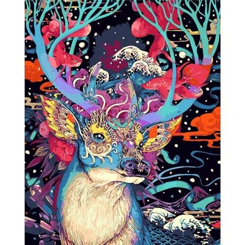 Deer Animal Abstract DIY Digital Painting By Numbers Modern Wall Art Canvas Painting Unique Gift Home Decor 40x50cm