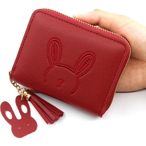 New 2020 Women Small Wallets Lady Short Zipper Tassel Cute Rabbit Wallet Fashion Korean Style Purse for Coins Card Bag Carteira