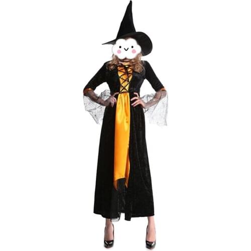 New high quality Sexy orange dress Halloween witch cute princess Costumes bar theme party costume Women Cosplay Adult Costume