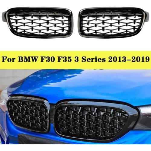 One Pair Car Diamond Front Bumper Grille Overlay Kidney Replacement Racing Grilles For BMW 3 Series F30 F35 2013-2019