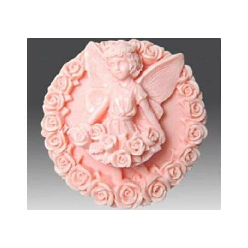 Silicone soap mold Angel girl rose round shape fondant cake chocolate mold ice mould resin clay craft mold