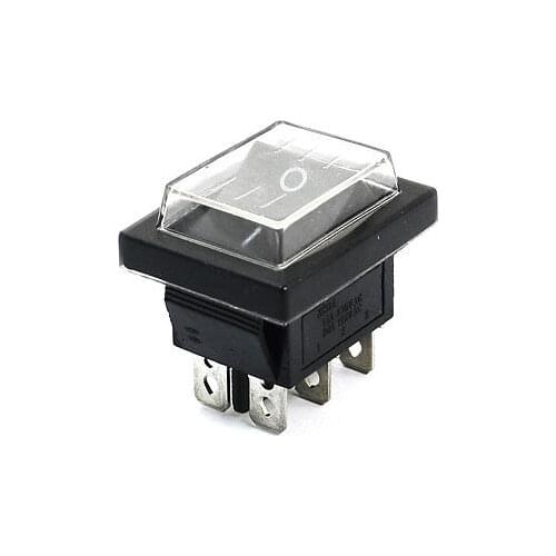 AC250V 16A 125V 20A DPDT 6Pin 2-Position Rocker Switch w Waterproof Cover