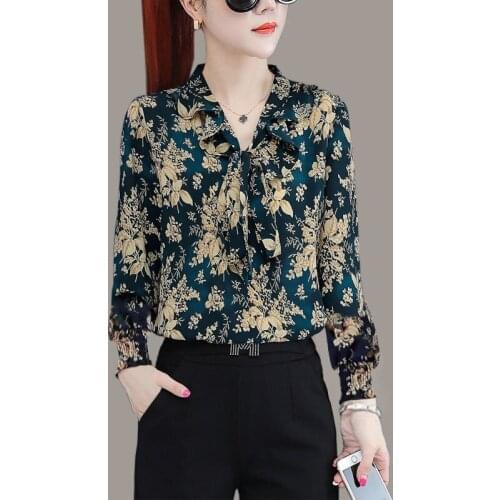 Women Blouse Spring Autumn Chiffon Shirt Womens Long-Sleeved Shirt Top Womens Blusas Ropa De Mujer