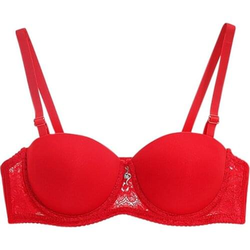 Sexy Lace Bras Underwear Adjusted Straps Sheer Bra Women Ultra Thick Padded Lingerie Brassiere