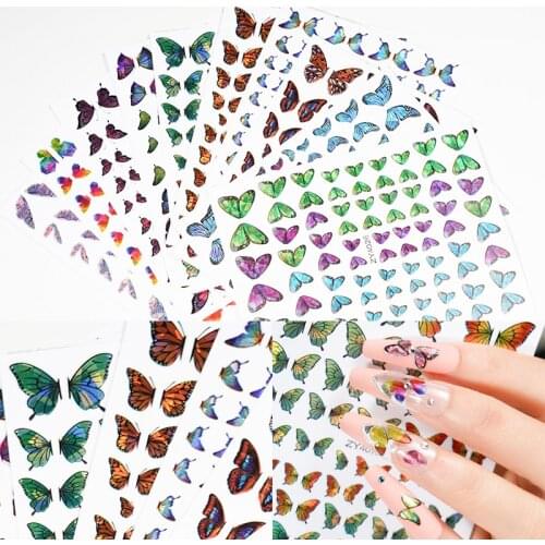 11cm*14.8cm Holo Nail Sticker Mirage Gold Nail Butterfly Decals 3D DIY Manicure Tool ***ZY4011~4028***1pcs