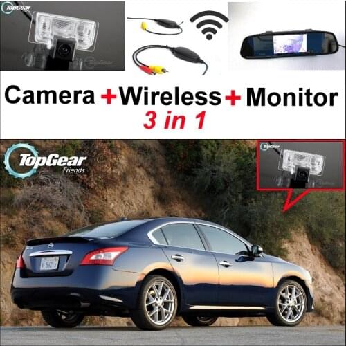 3 in1 Special Rear View Camera + Wireless Receiver + Mirror Monitor Easy DIY Parking System For Nissan Maxima 2003~2014