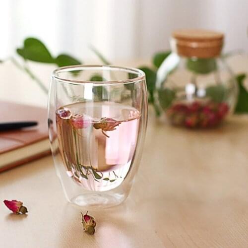 350ml Double-layer Cup High Borosilicate Heat-resistant Glass Cup Beverage Cup Double Wall Glass