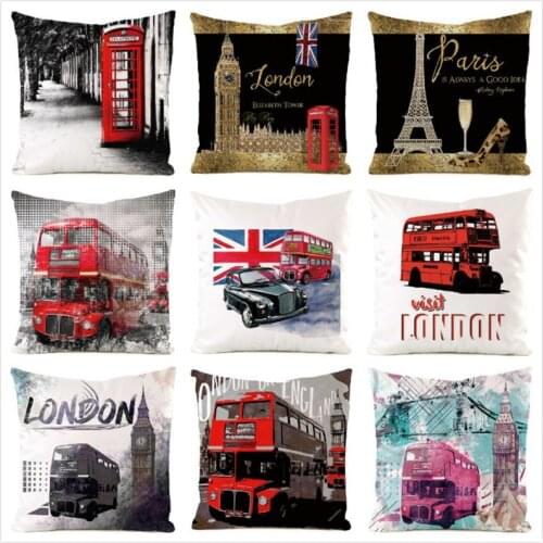 45cm*45cm **London** Inimitated Silk Fabric Throw Pillow Covers Couch Cushion Cover Home Decorative Pillows Pillow Case