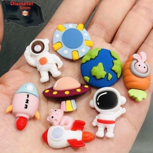 8PCS Resin Cute Cartoon Fridge Magnetic Sticke Carrot Rabbit Spaceship Astronaut Earth Rocket Refrigerator Magnet Stationery Toy