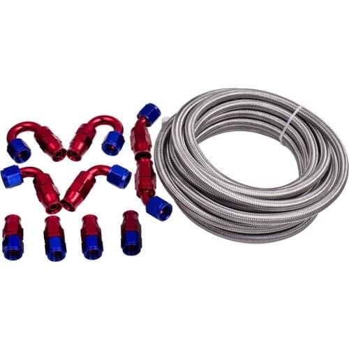 8AN 6 Meters 20FT PTFE Oil Line Fuel Hose Kit Including 10pcs End Fittings