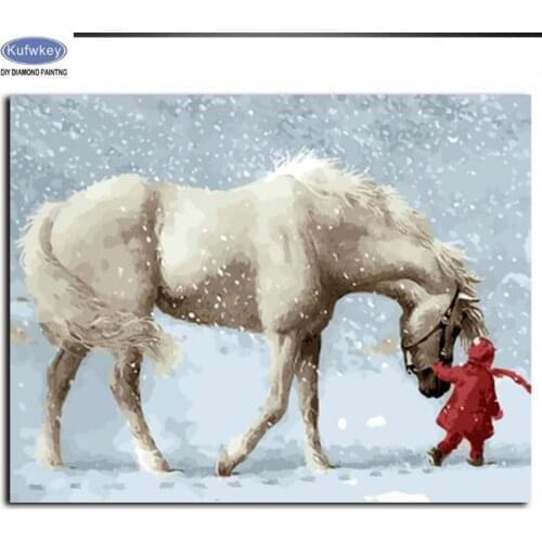 Diamond Embroidery sale,horse snow DIY 5D Diamond Painting Cross Stitch kits Needlework Full Rhinestones Home Decoration gift