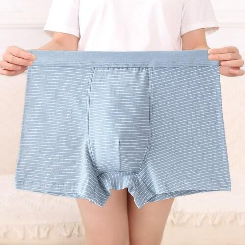 Mens Boxer Large Size Striped sexy underwear Shorts U Convex Pouch panties New cotton Mid Waist Flat Boxers Fashion Underpants