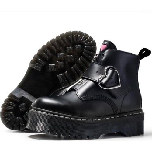 Warm like home Size 34-41 Chunky Motorcycle Boots For Women Autumn 2020 Fashion Round Toe Lace-up Combat Boots Ladies Shoes