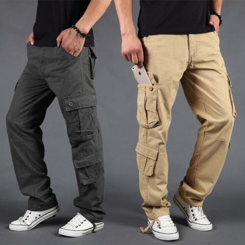 2021 Spring Men Cargo Pants Military Trousers Casual Cotton Tactical Multi-pocket Pants Men Big Size Outdoor Army Trousers Hot