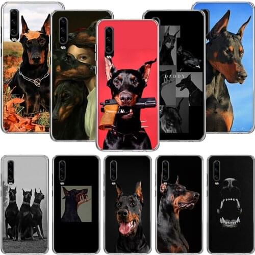 Black Dachshund Doberman Phone Case For Huawei P30 P40 P20 P10 Mate 20 10 30 Lite Pro P Smart Z Plus Printing Cover Coque Shell