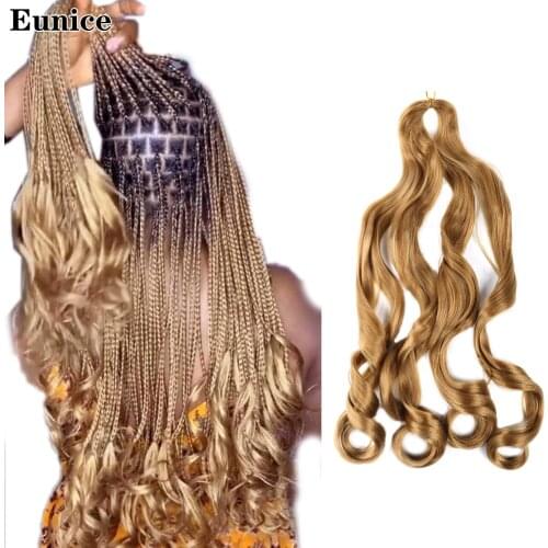 Eunice 24inch Spiral Curl Braid Synthetic Braiding Hair Ombre Pre Stretched Crochet Braiding Hair Extensions For Women Blonde