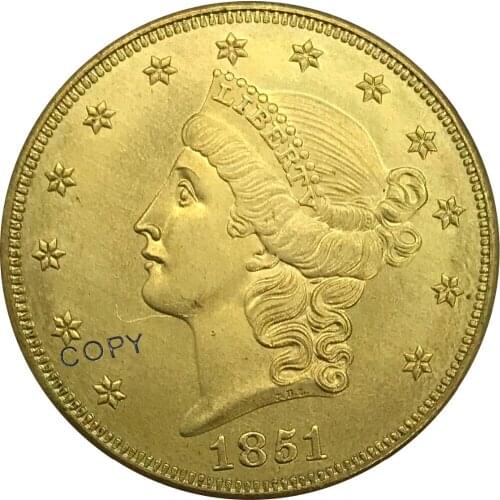 O 1851 United States Twenty Dollars Liberty Head Gold coin Brass Collectibles Copy Coin
