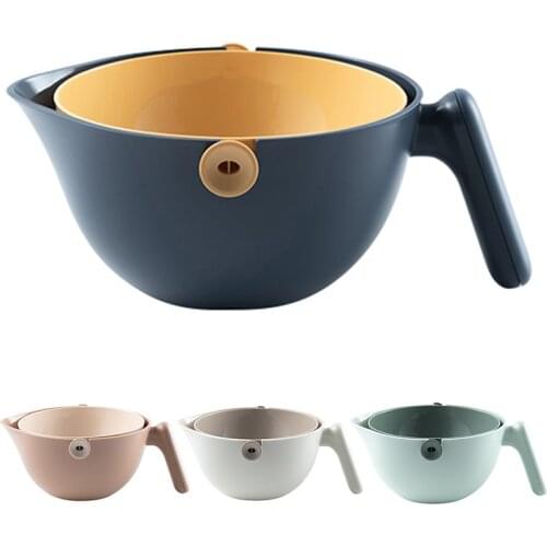 Kitchen Silicone Double Drain Basket Bowl Washing Storage Basket Strainers Bowls Drainer Vegetable Cleaning Colander Tool
