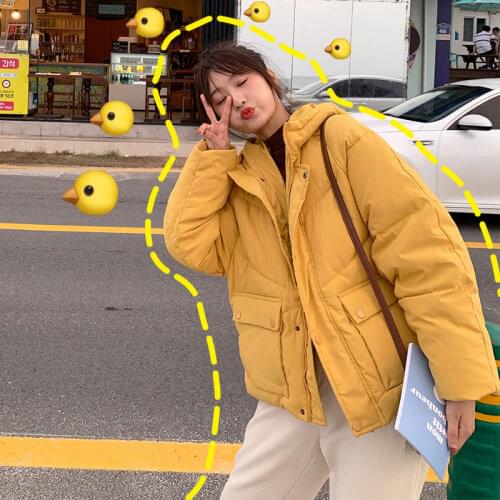 Luck A New Winter Women Female Loose Solid Hooded Short Jacket Warm Casual Cotton-padded Coat All-match Oversized Parkas