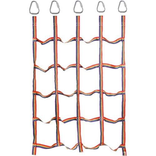 Hot Outdoor Children Climbing Net Rainbow Ribbon Net Physical Child Step Hanging Playground Net Ladder Climbing Training Swing