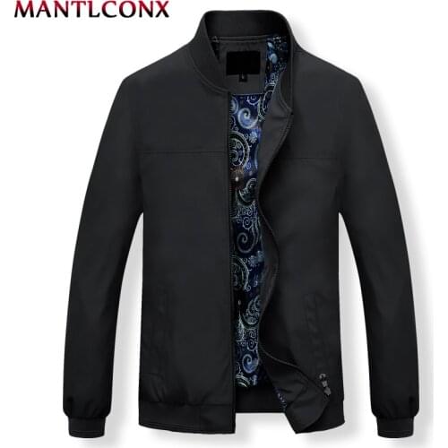MANTLCONX Mens Jackets Spring Casual Coats Solid Color Mens Stand Collar Zipper Jacket Male Bomber Jacket Men Casual Outerwear