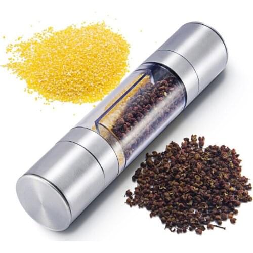Pepper Grinder 2 in 1 Stainless Steel Manual Salt and Pepper Mill Grinder Spice Shakers Kitchen Tools Accessories Drop Shipping