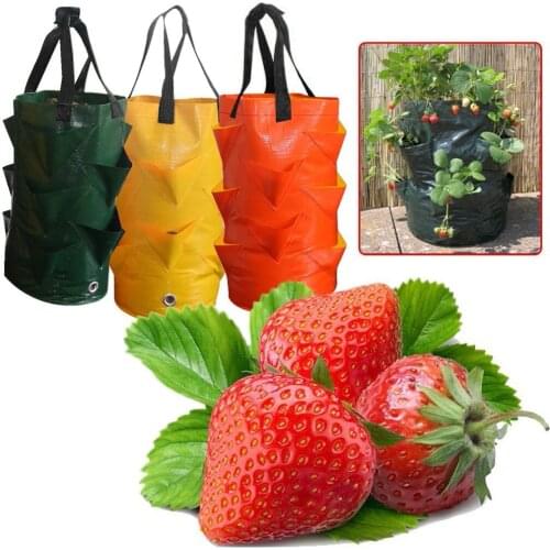 Strawberry Planting Growing Bag 3 Gallons Multi-Mouth Container Bags Grow Planter Pouch Root Bonsai Plant Pot Garden Supplies