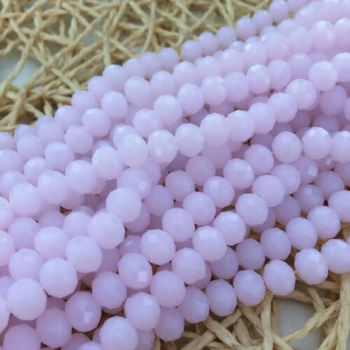 Fashion pink jade crystal glass 3x4mm 4x6mm 5x8mm 8x10mm rondelle faceted loose beads shim jewelry making 15 inch B736