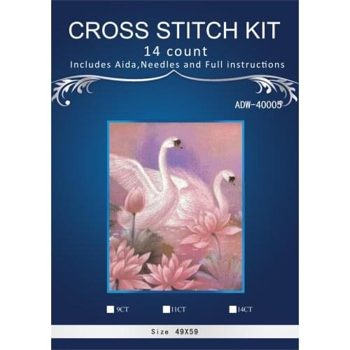 Oneroom Two pink Lover swan Embroidery Crafts Needlework 14CT Unprinted Arts Cross Stitch Kits DMC DIY Quality