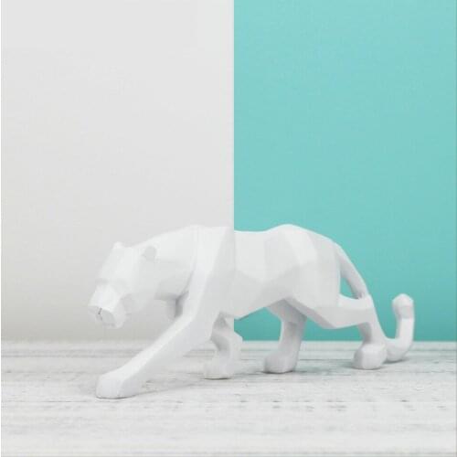 Latest New Leopard Geometric Sculpture Decorative Figurines Abstract Wolf Dog Black Animal/White/Glod Color Home Decor Statues