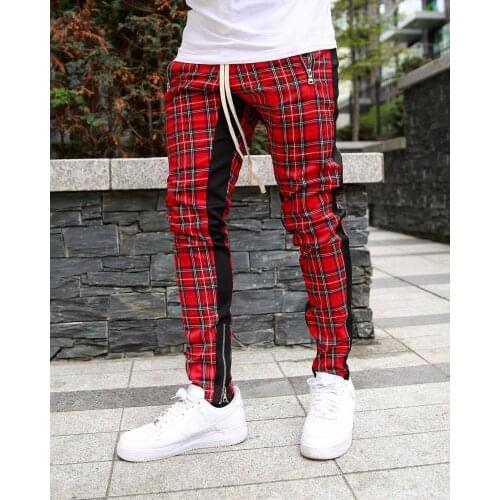 New Mens Joggers Casual Pants Plaid Fitness Men Sportswear Tracksuit Bottoms Skinny Sweatpants Trousers Gyms Jogger Track Pants