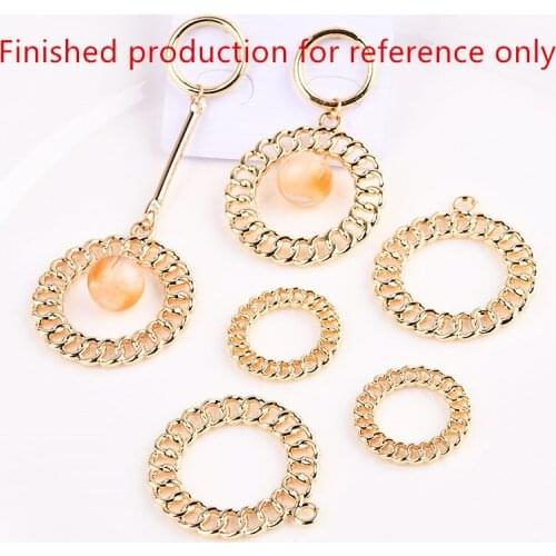 New style 30pcs/lot alloy gold color geometry chain rounds shape floating locket charms diy jewelry earring/bracelet pendants