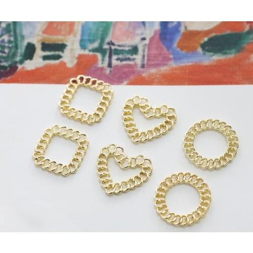 New style 50pcs/lot geoemtry hearts/rounds/square shape hollow alloy charms diy jewelry earring/garment pendant accessory