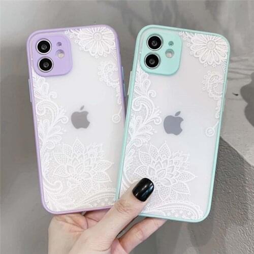 For iPhone 11 Vine Flower Case For iPhone 12 11Pro Max 7 8 Plus X XR XS Max SE 2020 Clear Matte Shockproof Back Cover Fundas