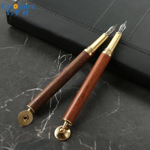 Brass Wooden Fountain Pen Business Creative Gift Metal Advertising Signature Ink Pen Wholesale Customizable Fountain Pen P462