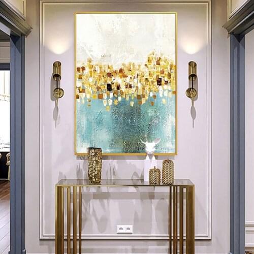 Hand-painted landscape oil painting, abstract decorative painting, modern minimalist painting, Dancing stars FHY017