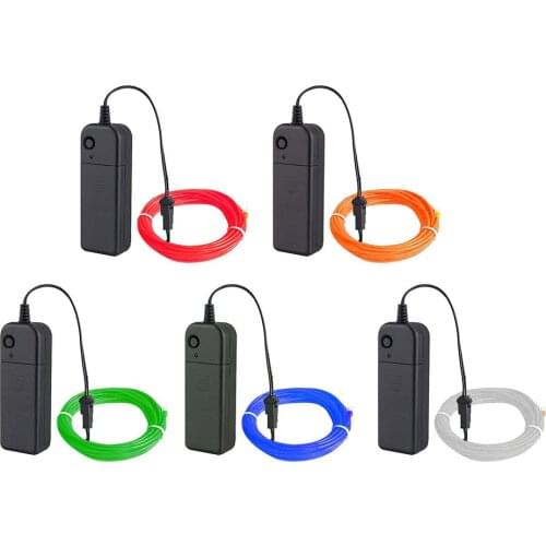 3M EL Wire Neon LED Strip Light AA Battery Powered DIY Lights Tube Rope For Halloween Christmas Festival Party Car Decoration