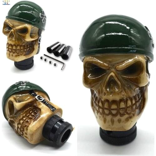 Vehicle Cross of Iron Helmet Skull Style Car Gear Knob Handles Gear Shift Knob Manual Shifter Shift Lever Knob Handbrake Covers