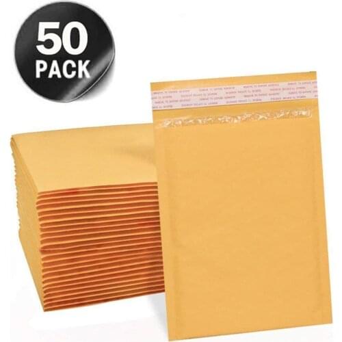 Packaging 50pcs Kraft Paper Bubble Padded Mailing Shipping Envelopes for Mailer Gift Self Seal Courier Storage Bag Mail Shipment