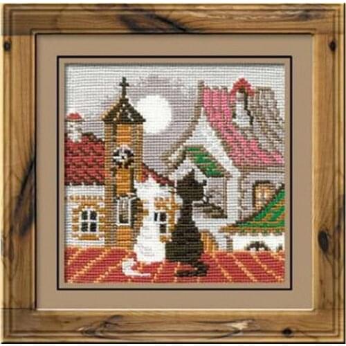 Top Quality Beautiful Hot Sell Counted Cross Stitch Kit City and Cats Spring riolis 611