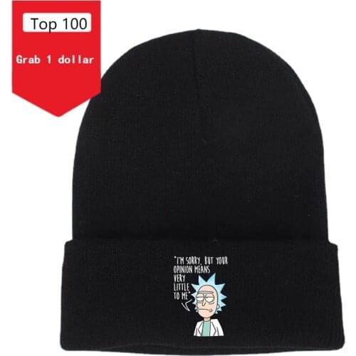 Japan Anime Rick Cotton Casual Beanies for Men Women Knitted Winter Hat Solid Hip-hop Skullies Bonnet Unisex Cap