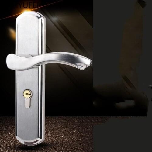 Stainless steel room door lock, wooden door universal handle lock, indoor bedroom door change lock, adjustable hole distance