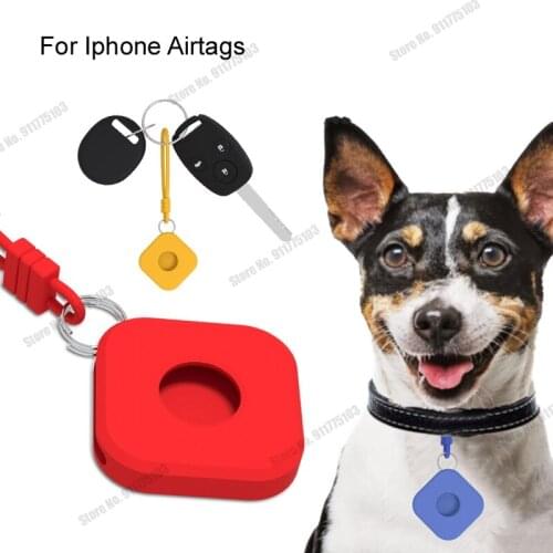 Protective Cover For AirTag Case Square Silicone Shockproof Protector Case With Lanyard For Apple Air Tags Anti-lost Buckle
