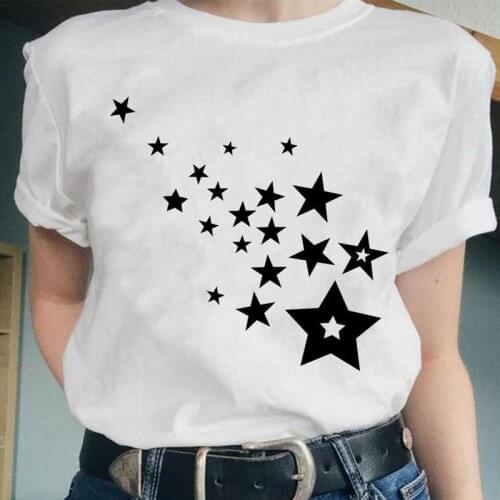 Women Star 90s Love Beach Holiday Sweet Short Sleeve Fashion Graphic Female Tops Cartoon Lady Clothes Tees Tshirt Print T-Shirt