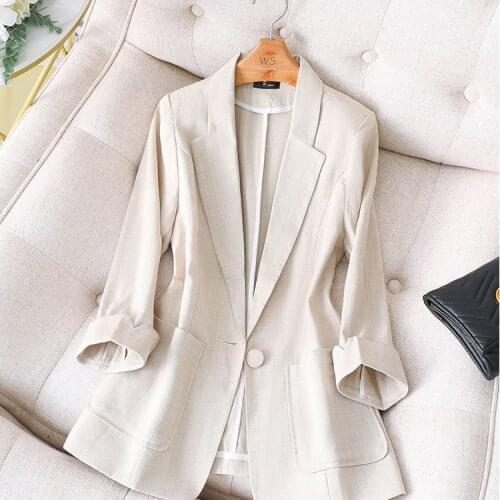 Free Shipping New Fashion Autumn Women Professional Blazer Coat Notched Women Blazers Jackets Blue White Black Formal Work Wear