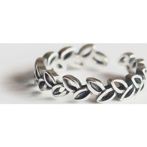 S925 Sterling Silver Leaves Ring Opening Silver Jewelry Rings for Women 2019 Olive Branch